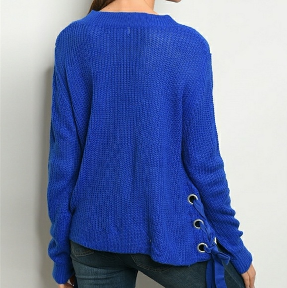 Royal Blue Long Sleeve Sweater - Picture 5 of 8